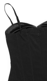FISHBONE SUSPENDER MINI DRESS IN BLACK styleofcb