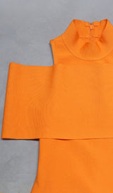 OFF-THE-SHOULDER TIGHT DRESS IN ORANGE styleofcb