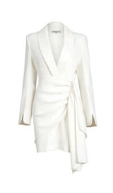 SUIT WRAP DRESS MINI DRESS IN WHITE styleofcb
