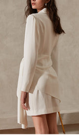 SUIT WRAP DRESS MINI DRESS IN WHITE styleofcb