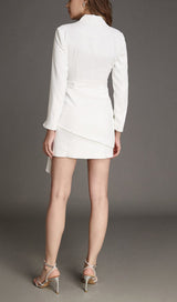 SUIT WRAP DRESS MINI DRESS IN WHITE styleofcb