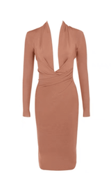 DARK V SKINNY DRESS IN CHOCOLATE styleofcb