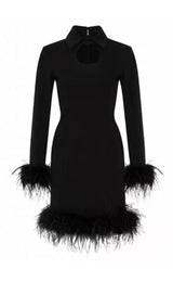 FEATHER STITCHED DRESS IN BLACK styleofcb