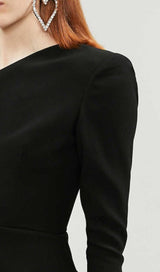 CROSS-SHOULDER MINI DRESS IN BLACK styleofcb