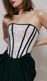 BANDEAU LACE STITCHED DRESS IN BLACK styleofcb