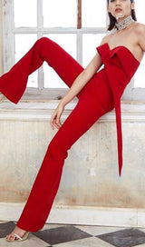 BANDEAU JUMPSUIT IN RED styleofcb