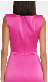 SQUARE-NECK SATIN MIDI DRESS IN ROSE RED styleofcb