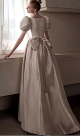 LACE STITCHED SATIN MAXI DRESS IN WHITE styleofcb