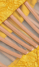 JACQUARD STRAPLESS MIDI DRESS IN YELLOW Dresses styleofcb