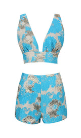 JACQUARD TWO PIECE SET IN YELLOW Clothing styleofcb XS BLUE