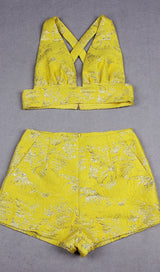 JACQUARD TWO PIECE SET IN YELLOW Clothing styleofcb