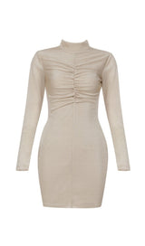 KHAKI RUCHED MINI DRESS Dresses styleofcb