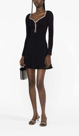 KNIT DIAMANTE MINI DRESS IN BLACK DRESS STYLE OF CB