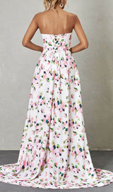 STRAPLESS FLORAL SPLIT MAXI DRESS Dresses Oh CICI