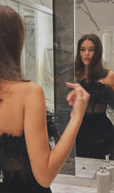 LACE FEATHER DRESS IN BLACK Dresses styleofcb