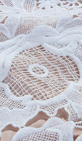 LACE HOLLOW EMBROIDERY A LINE MIDI DRESS IN WHITE DRESS sis label