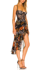 LACE PRINTED MIdi DRESS IN BLACK Dresses styleofcb