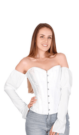 LACE-UP LONG PUFF SLEEVE CROSET TOP styleofcb