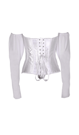 LACE-UP LONG PUFF SLEEVE CROSET TOP styleofcb