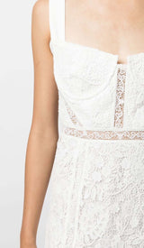 LACE DETAIL STRAPPY MIDI DRESS IN WHITE DRESS STYLE OF CB
