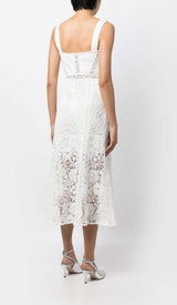 LACE DETAIL STRAPPY MIDI DRESS IN WHITE DRESS STYLE OF CB