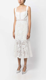 LACE DETAIL STRAPPY MIDI DRESS IN WHITE DRESS STYLE OF CB