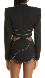 LATTICED EMBELLISHED ROPE TWO PIECES IN BLACK DRESS STYLE OF CB