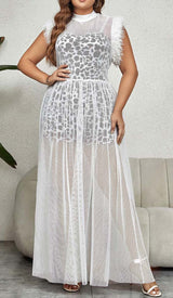 LEOPARD MESH MAXI DRESS IN WHITE DRESS STYLE OF CB