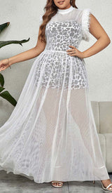 LEOPARD MESH MAXI DRESS IN WHITE DRESS STYLE OF CB