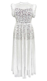 LEOPARD MESH MAXI DRESS IN WHITE DRESS STYLE OF CB