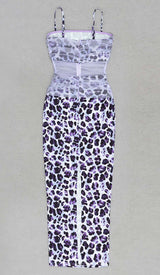 LEOPARD OUT MESH MIDI DRESS IN LAVENDER DRESS STYLE OF CB