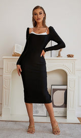 LONG SLEEVE BANDAGE MIDI DRESS IN BLACK Dresses styleofcb