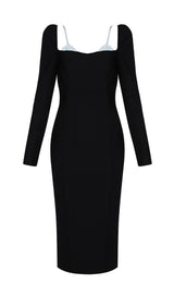 LONG SLEEVE BANDAGE MIDI DRESS IN BLACK Dresses styleofcb