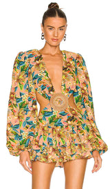 LONG SLEEVE CUTOUT MINI DRESS IN MULTICOLOR DRESS STYLE OF CB