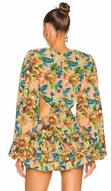 LONG SLEEVE CUTOUT MINI DRESS IN MULTICOLOR DRESS STYLE OF CB