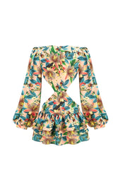 LONG SLEEVE CUTOUT MINI DRESS IN MULTICOLOR DRESS STYLE OF CB