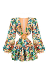 LONG SLEEVE CUTOUT MINI DRESS IN MULTICOLOR DRESS STYLE OF CB