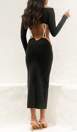 LONG SLEEVE EMBELLISHED MAXI DRESS IN BLACK DRESS sis label