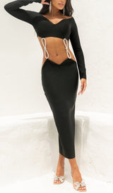 LONG SLEEVE EMBELLISHED MAXI DRESS IN BLACK DRESS sis label