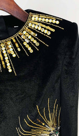 LONG-SLEEVE EMBELLISHED MINI DRESS IN BLACK DRESS styleofcbdress