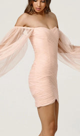 LONG SLEEVE MINI DRESS IN PINK Dresses styleofcb