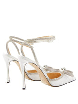 BOW CRYSTAL SATIN HEELS IN WHITE Shoes styleofcb