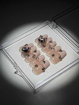 HEART CRYSTAL PINK FRENCH PRESS ON NAILS Press On Nails Oh CICI