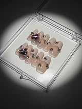 HEART CRYSTAL PINK FRENCH PRESS ON NAILS Press On Nails Oh CICI