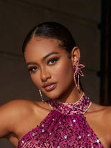 CRYSTAL FLOWER EARRINGS IN PINK Earrings styleofcb