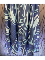 MARMO-PRINT RUFFLE TWO PIECE SET IN BLUE DRESS STYLE OF CB