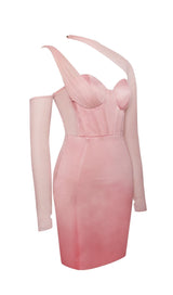 MESH SLEEVE SATIN CIRSET MINI DRESS IN BLUSH Dresses styleofcb