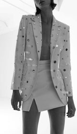 MIRROR SEQUIN DETAIL JACKET IN WHITE DRESS STYLE OF CB