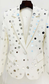 MIRROR SEQUIN DETAIL JACKET IN WHITE DRESS STYLE OF CB