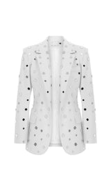 MIRROR SEQUIN DETAIL JACKET IN WHITE DRESS STYLE OF CB